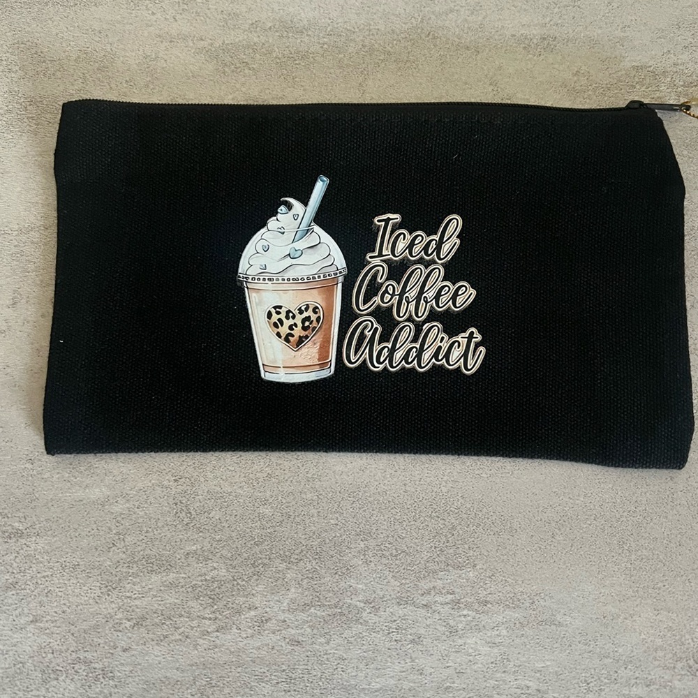 Iced Coffee Addict Cosmetic Bag Chic Travel Pencil Pouch Makeup Bag
